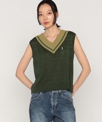 ＜β (Women)＞Ｖネック　ショート丈ベスト（７７０８ＩＧ１９）