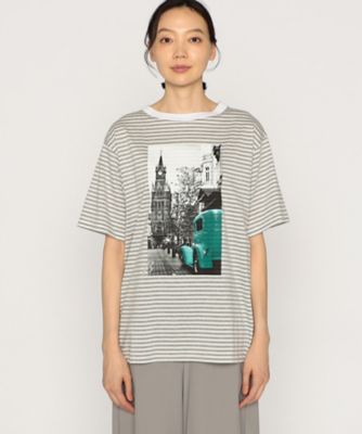 風景柄プリント　ボーダーＴシャツ（７７０９ＴＧ１０）