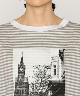 風景柄プリント　ボーダーＴシャツ（７７０９ＴＧ１０）