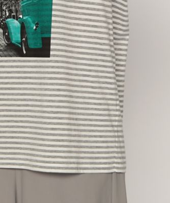風景柄プリント　ボーダーＴシャツ（７７０９ＴＧ１０）