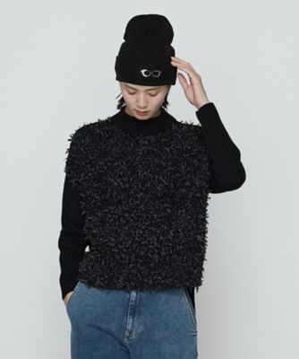 ＜β (Women)＞リボンヤーンブラック　ニットプルオーバー（７７１０ＩＭ１７）