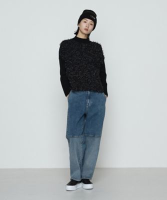 リボンヤーンブラック ニットプルオーバー（7710IM17） | β