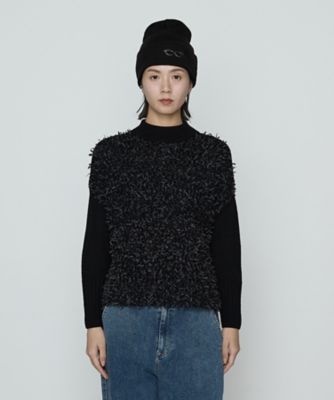 リボンヤーンブラック ニットプルオーバー（7710IM17） | β