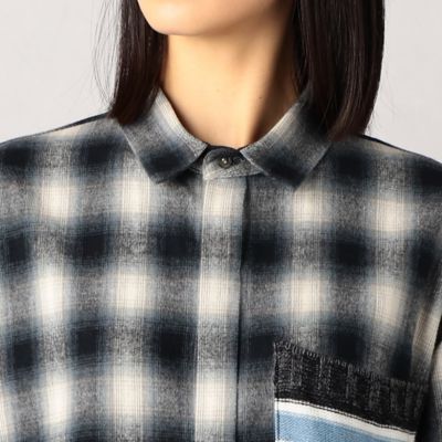 β (Women) オンブレーシャギーロングシャツ