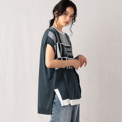 ＜β (Women)＞バイカラー　格子ロゴ　ニットプルオーバー（７７１５ＩＣ２８）