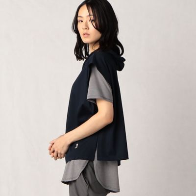 ＜β (Women)＞【アンサンブル】無地×ボーダーのフーデッド　プルオーバー（７７２０ＥＣ０９）