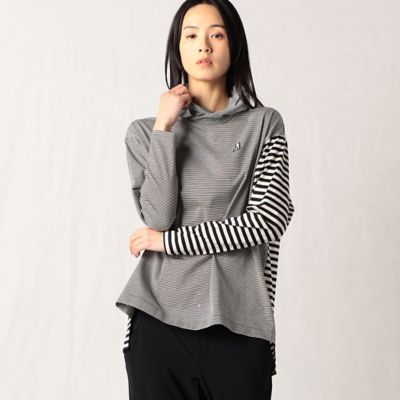 ＜β (Women)＞シルケット天竺ボーダー　フーディープルオーバー（７７２０ＴＣ０５）