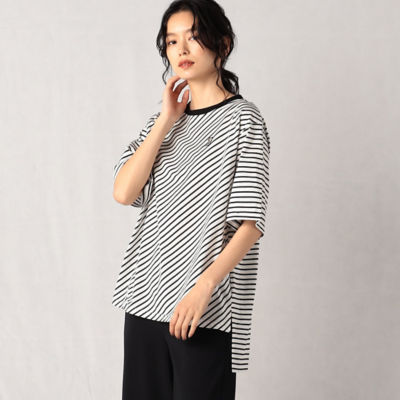 ＜β (Women)＞バイアスボーダー　Ｔシャツ（７７２０ＴＣ２１）