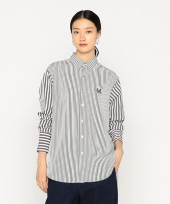 メガネ刺繍 ストライプシャツ（7721HM09） | β (Women