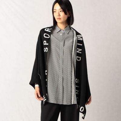 ＜β (Women)＞黒白ロゴニット　変形ポンチョ（７７２３ＩＥ１１）