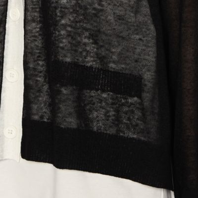 黒白Ｖ開き　ニットカーディガン（７７２３ＩＧ２０）