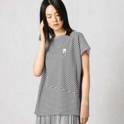 〔＋サイズ〕ボーダーバイヤス切り替えプルオーバー（７７６９ＴＹ４１）