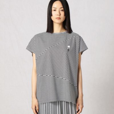 〔＋サイズ〕ボーダーバイヤス切り替えプルオーバー（７７６９ＴＹ４１）