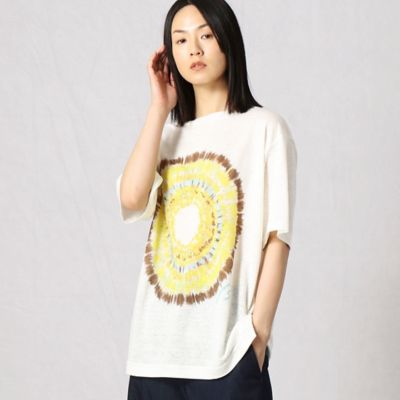 ＜β (Women)＞タイダイ柄プリントリネンＴシャツ（７７７１ＴＹ１７）１３ＢＲ