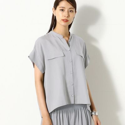 ＜Gabardine K.T+ (Women/大きいサイズ)＞〔＋サイズ〕ドレープストライプ　ショートブラウス（７８０１ＢＺ０２）