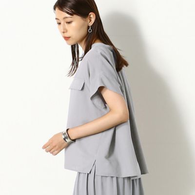 〔＋サイズ〕ドレープストライプ　ショートブラウス（７８０１ＢＺ０２）