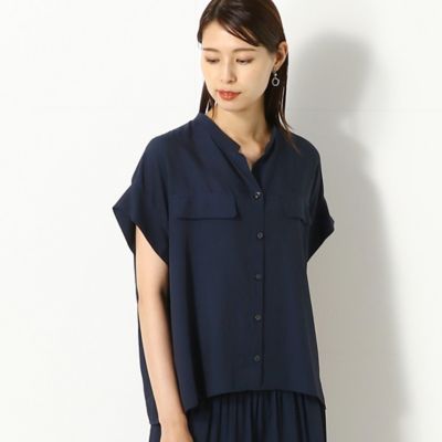 〔＋サイズ〕ドレープストライプ　ショートブラウス（７８０１ＢＺ０２）