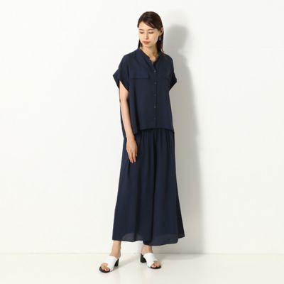 〔＋サイズ〕ドレープストライプ　ショートブラウス（７８０１ＢＺ０２）