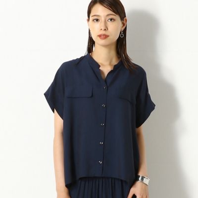 〔＋サイズ〕ドレープストライプ　ショートブラウス（７８０１ＢＺ０２）