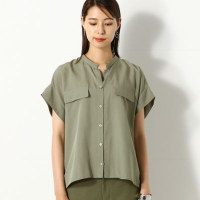 〔＋サイズ〕ドレープストライプ　ショートブラウス（７８０１ＢＺ０２）