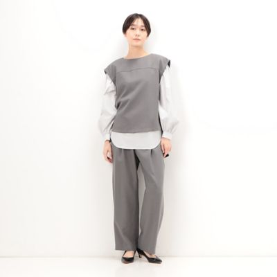 〔　＋サイズ　〕　【セットアップ対応】パウダーツイルストレッチ　ワイドパンツ（７８０１ＰＥ０１）