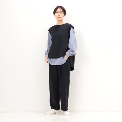 〔　＋サイズ　〕　【セットアップ対応】パウダーツイルストレッチ　ワイドパンツ（７８０１ＰＥ０１）