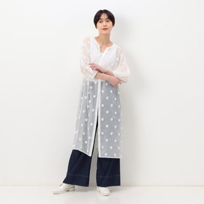 ＜三越伊勢丹/公式＞【送料無料】Gabardine K.T+ (Women/大きいサイズ)/ギャバジンケーティープラス 〔 ＋サイズ 〕 シアードット ロングシャツ シロ トップス【三越伊勢丹/公式】