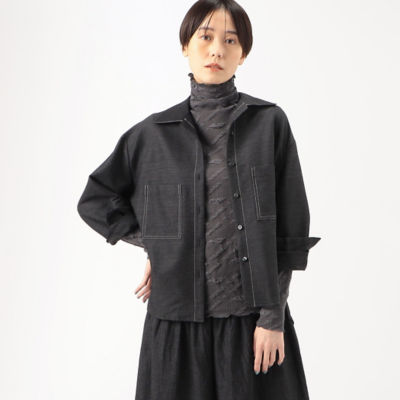 ＜Gabardine K.T+ (Women/大きいサイズ)＞〔　＋サイズ　〕　【セットアップ対応】ウール変形平織り　ワークシャツ（７８０２ＨＦ０１）