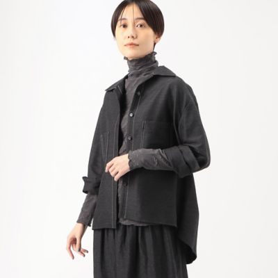 〔　＋サイズ　〕　【セットアップ対応】ウール変形平織り　ワークシャツ（７８０２ＨＦ０１）
