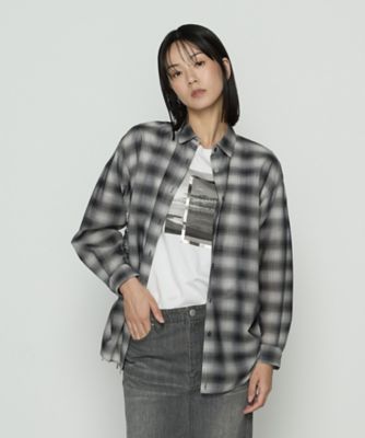 ＜Gabardine K.T+ (Women/大きいサイズ)＞〔　＋サイズ　〕　シアーボイルチェック　ドロストシアーシャツ（７８０２ＨＭ０２）