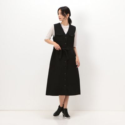 〔　＋サイズ　〕　紙コットンギャバジン　ジャンパードレス（７８０２ＯＥ０１）
