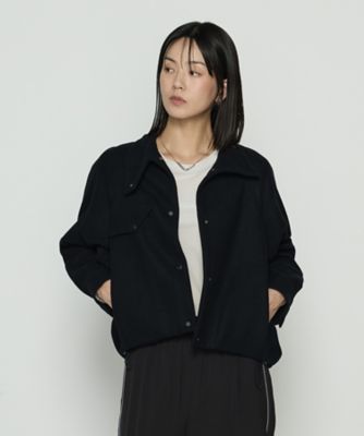 ＜Gabardine K.T+ (Women/大きいサイズ)＞〔　＋サイズ　〕　やわらかメルトン　スタンドカラーブルゾン（７８０３ＪＭ０１）
