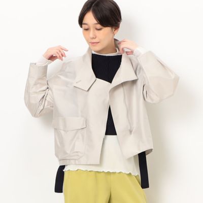 ＜三越伊勢丹/公式＞【SALE】【送料無料】Gabardine K.T+ (Women/大きいサイズ)/ギャバジンケーティープラス 〔 ＋サイズ 〕 ストレッチタフタ アシンメトリーカラーのブルゾン ライトグレー コート・ジャケット【三越伊勢丹/公式】