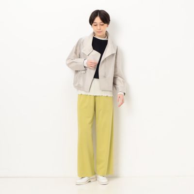 〔　＋サイズ　〕　【洗える】ストレッチタフタ　アシンメトリーカラーのブルゾン（７８０３ＶＣ０２）
