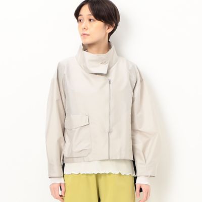 〔　＋サイズ　〕　【洗える】ストレッチタフタ　アシンメトリーカラーのブルゾン（７８０３ＶＣ０２）