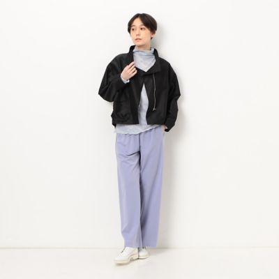 〔　＋サイズ　〕　【洗える】ストレッチタフタ　アシンメトリーカラーのブルゾン（７８０３ＶＣ０２）
