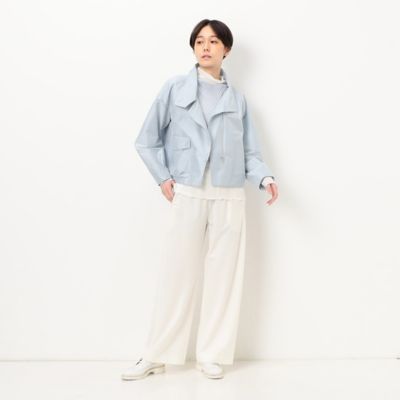 〔　＋サイズ　〕　【洗える】ストレッチタフタ　アシンメトリーカラーのブルゾン（７８０３ＶＣ０２）