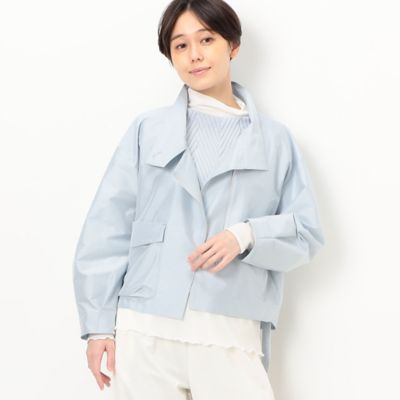 〔　＋サイズ　〕　【洗える】ストレッチタフタ　アシンメトリーカラーのブルゾン（７８０３ＶＣ０２）
