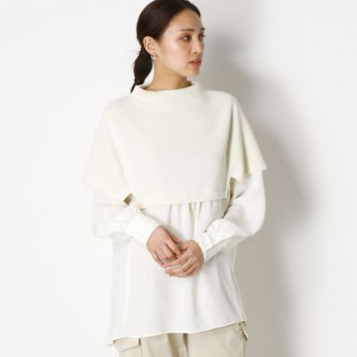 ＜Gabardine K.T+ (Women/大きいサイズ)＞〔＋サイズ〕【ウォッシャブル】とろ～ん梨地ジョーゼット　ケープドッキングブラウス（７８０４ＨＹ０２）