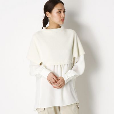 ＜Gabardine K.T+ (Women/大きいサイズ)＞〔＋サイズ〕【ウォッシャブル】とろ～ん梨地ジョーゼット　ケープドッキングブラウス（７８０４ＨＹ０２）