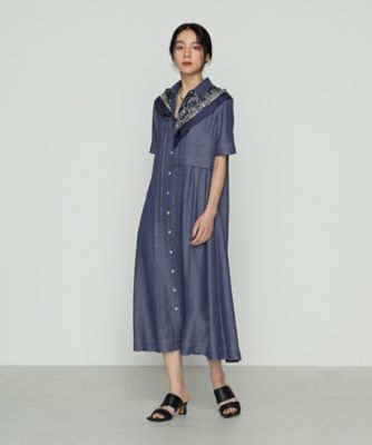 ＜Gabardine K.T+ (Women/大きいサイズ)＞〔　＋サイズ　〕　オトナシャンブレー　切替アシメワンピース（７８０４ＯＫ０４）