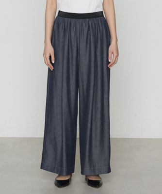 ＋サイズ 〕 オトナシャンブレー タックワイドパンツ