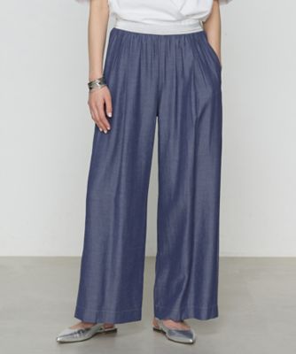 Gabardine K.T+ (Women/大きいサイズ)/ギャバジンケーティープラス 〔　＋サイズ　〕　オトナシャンブレー　タックワイドパンツ（７８０４ＰＫ０６）