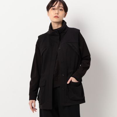 ＜三越伊勢丹/公式＞【SALE】【送料無料】Gabardine K.T+ (Women/大きいサイズ)/ギャバジンケーティープラス 〔＋サイズ〕ツイルジャージー ふわっと襟のベスト チャイロ トップス【三越伊勢丹/公式】