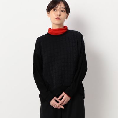 ＜Gabardine K.T+ (Women/大きいサイズ)＞〔＋サイズ〕【セットアップ対応／洗える】キルトジャカード　異素材組み合わせプルオーバー（７８０５ＥＡ０６）