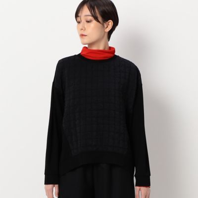 〔＋サイズ〕【セットアップ対応／洗える】キルトジャカード　異素材組み合わせプルオーバー（７８０５ＥＡ０６）