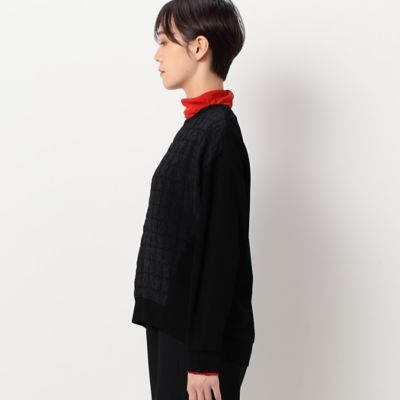 〔＋サイズ〕【セットアップ対応／洗える】キルトジャカード　異素材組み合わせプルオーバー（７８０５ＥＡ０６）