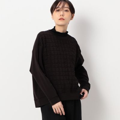〔＋サイズ〕【セットアップ対応／洗える】キルトジャカード　異素材組み合わせプルオーバー（７８０５ＥＡ０６）