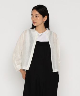＋サイズ 〕 綿麻からみ 麻メッシュブルゾン（7806VK04