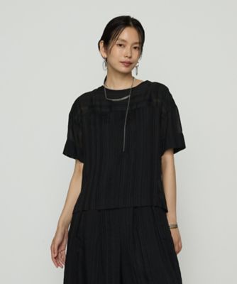 ＜Gabardine K.T+ (Women/大きいサイズ)＞〔　＋サイズ　〕　ジャカードボーダー　ゆったりプルオーバー（７８０７ＢＫ０５）